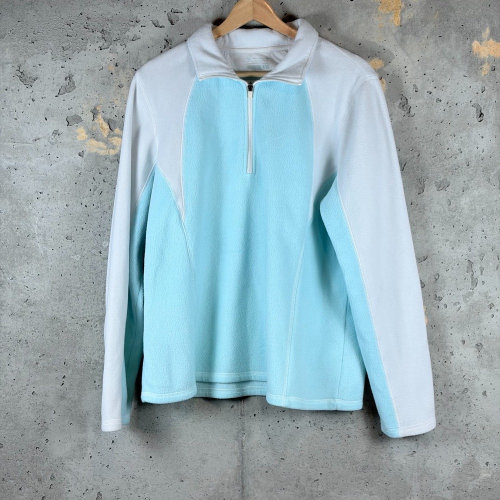 Tek Gear Quarter Zip Colorblock Sweatshirt Womens XL Blue Fleece Pullover